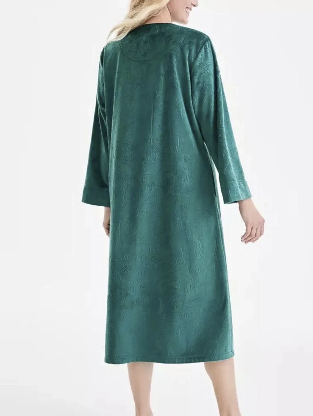 Charter Club Women's Embossed Velour Zip-Front Robe  Exclusive Size M